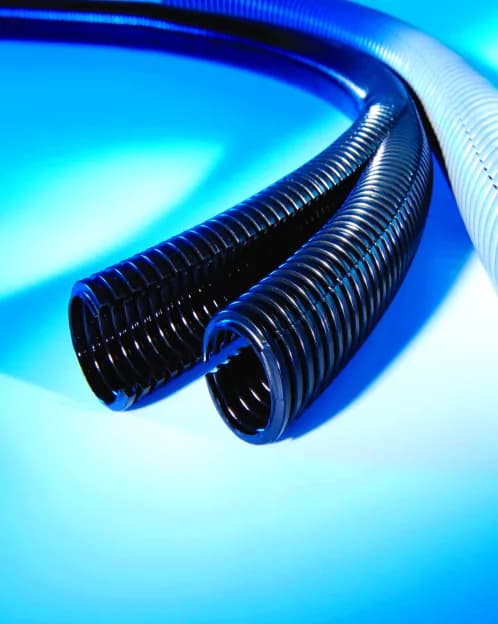 Blue corrugated pipes