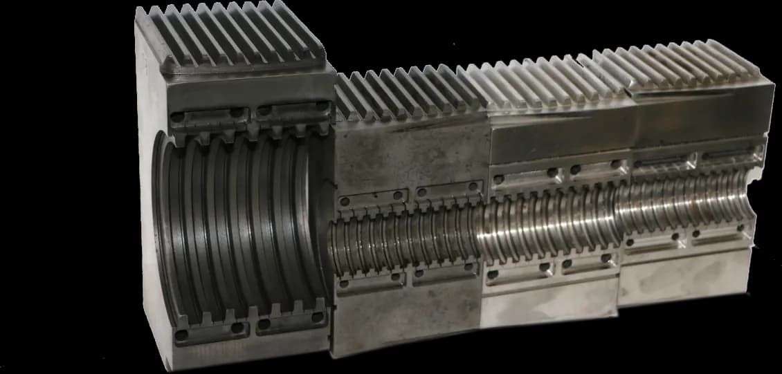 Set of precision cavity blocks for double wall corrugators